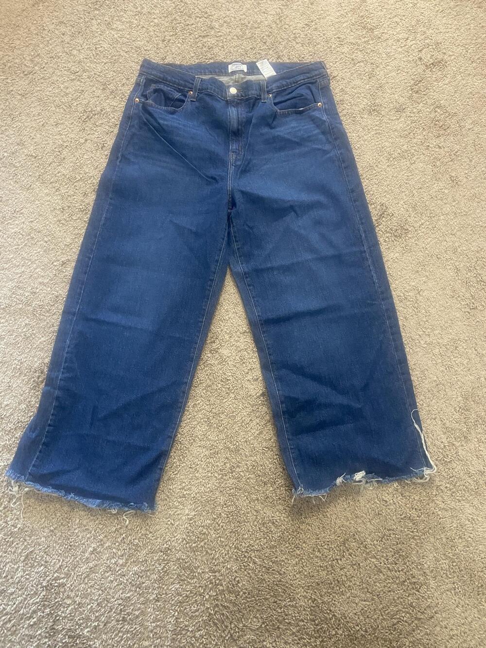 DENIZEN From Levi's Jeans Womens 32 Blue Vintage Wide Leg Crop Raw Hem Denim